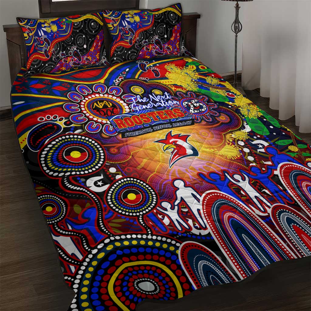 NAIDOC Week 2025 Roosters Football Quilt Bed Set Aboriginal Dot Painting