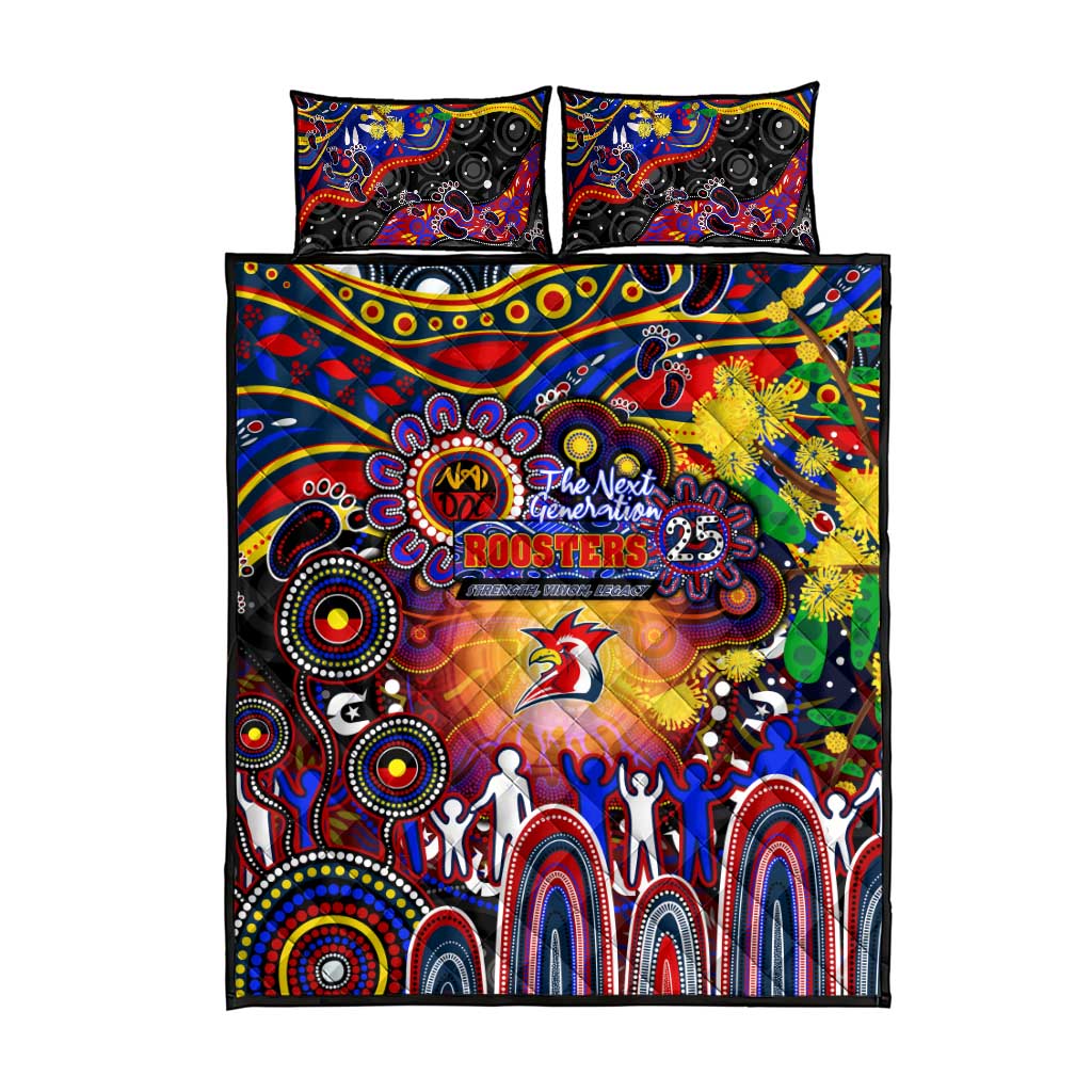 NAIDOC Week 2025 Roosters Football Quilt Bed Set Aboriginal Dot Painting