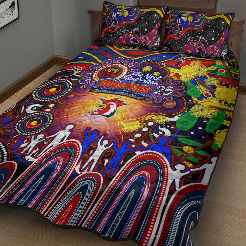 NAIDOC Week 2025 Roosters Football Quilt Bed Set Aboriginal Dot Painting