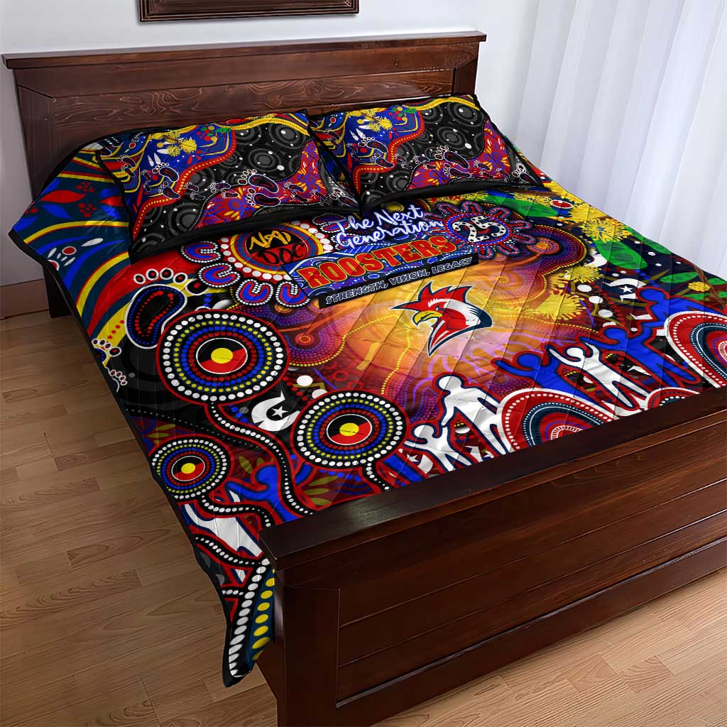 NAIDOC Week 2025 Roosters Football Quilt Bed Set Aboriginal Dot Painting