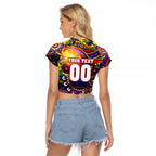 Personalised NAIDOC Week 2025 Roosters Football Raglan Cropped T Shirt Aboriginal Dot Painting