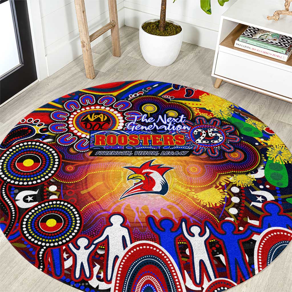 NAIDOC Week 2025 Roosters Football Round Carpet Aboriginal Dot Painting