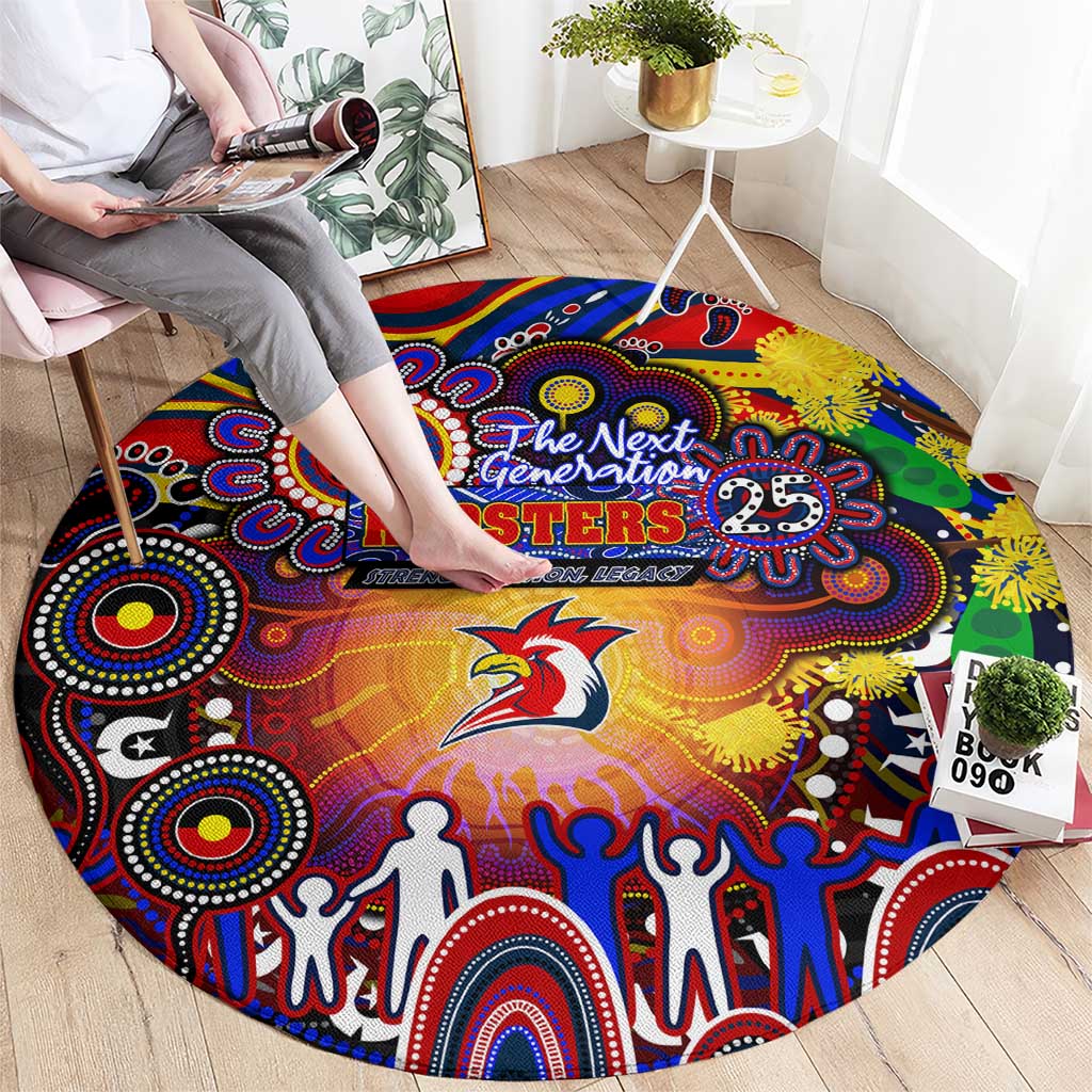 NAIDOC Week 2025 Roosters Football Round Carpet Aboriginal Dot Painting