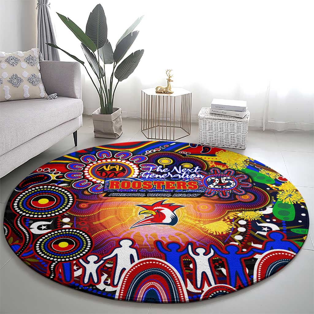 NAIDOC Week 2025 Roosters Football Round Carpet Aboriginal Dot Painting