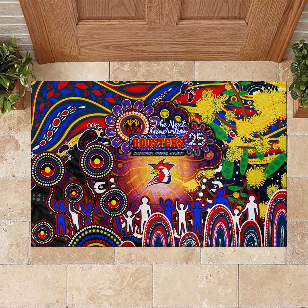NAIDOC Week 2025 Roosters Football Rubber Doormat Aboriginal Dot Painting