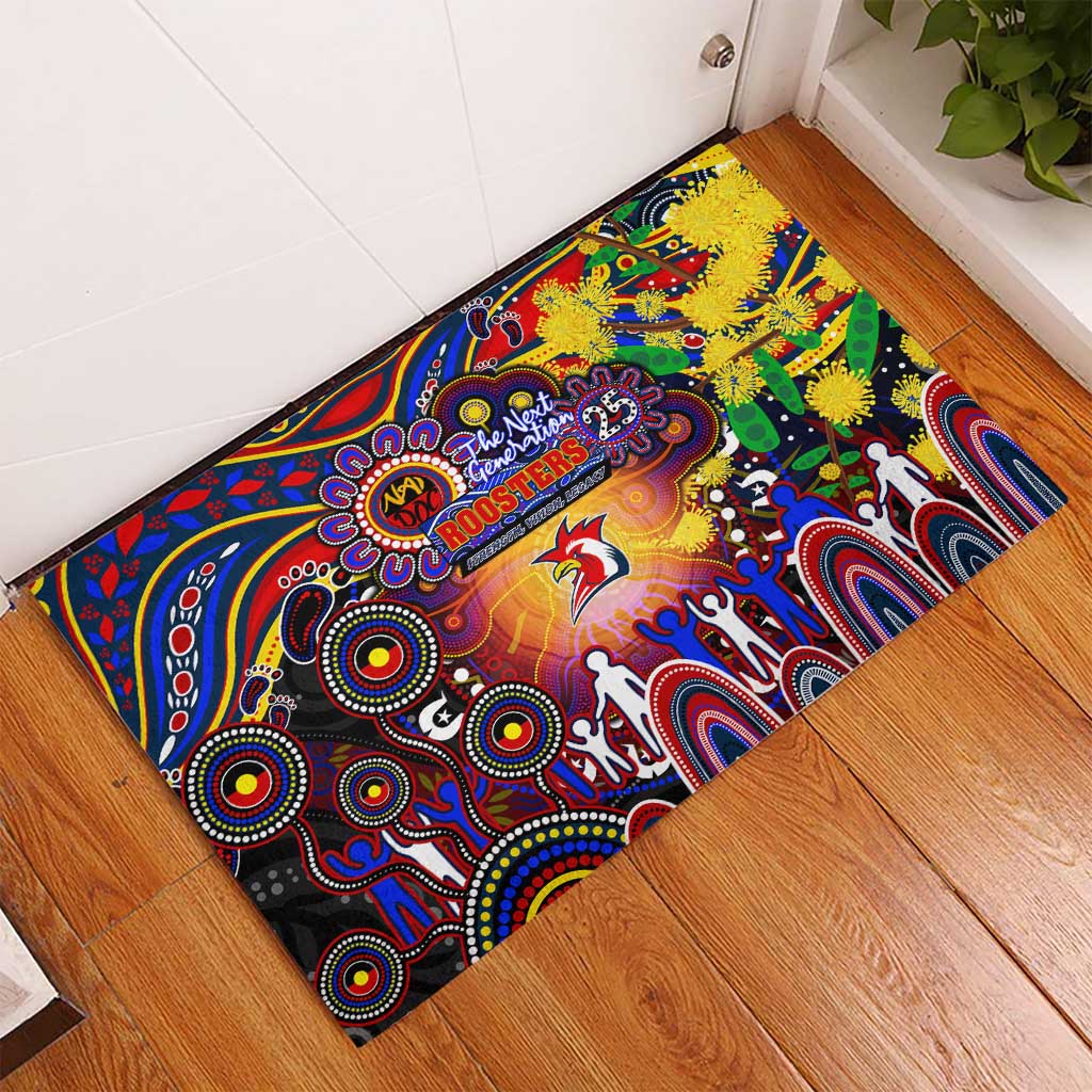 NAIDOC Week 2025 Roosters Football Rubber Doormat Aboriginal Dot Painting