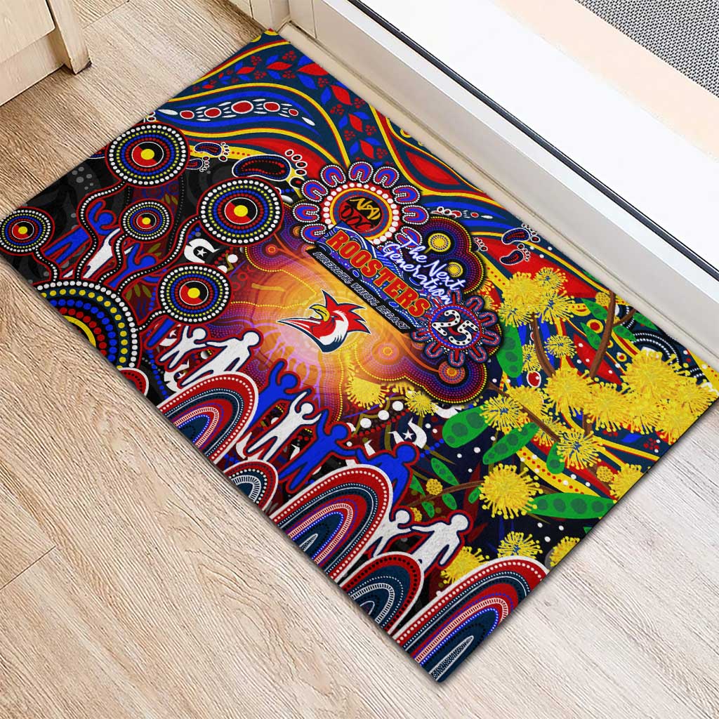 NAIDOC Week 2025 Roosters Football Rubber Doormat Aboriginal Dot Painting