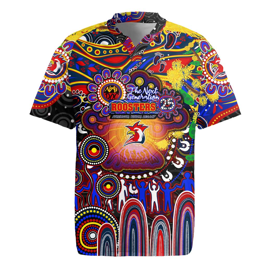 Personalised NAIDOC Week 2025 Roosters Football Rugby Jersey Aboriginal Dot Painting