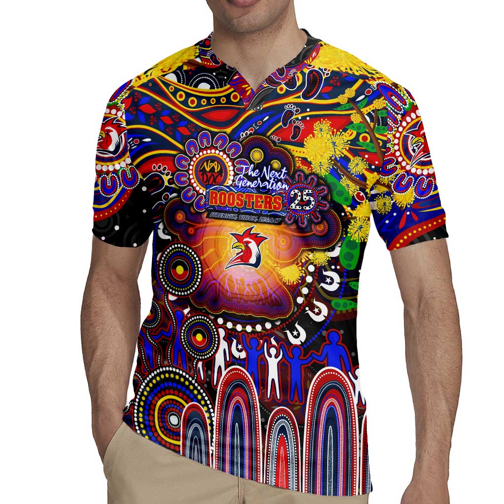 Personalised NAIDOC Week 2025 Roosters Football Rugby Jersey Aboriginal Dot Painting