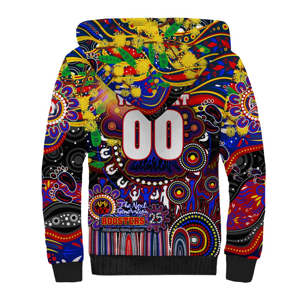 Personalised NAIDOC Week 2025 Roosters Football Sherpa Hoodie Aboriginal Dot Painting