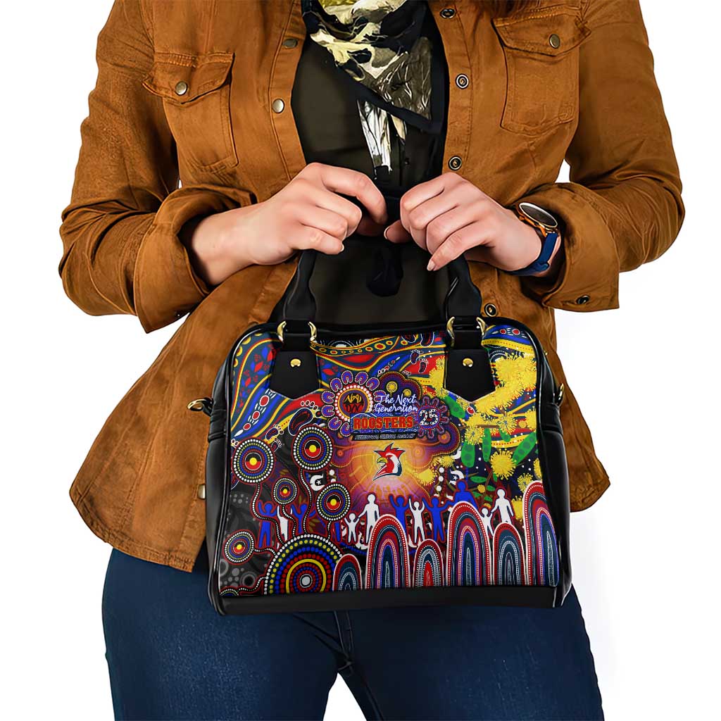 NAIDOC Week 2025 Roosters Football Shoulder Handbag Aboriginal Dot Painting