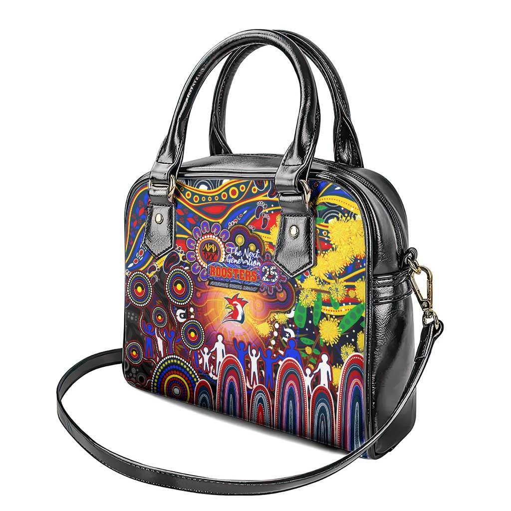 NAIDOC Week 2025 Roosters Football Shoulder Handbag Aboriginal Dot Painting