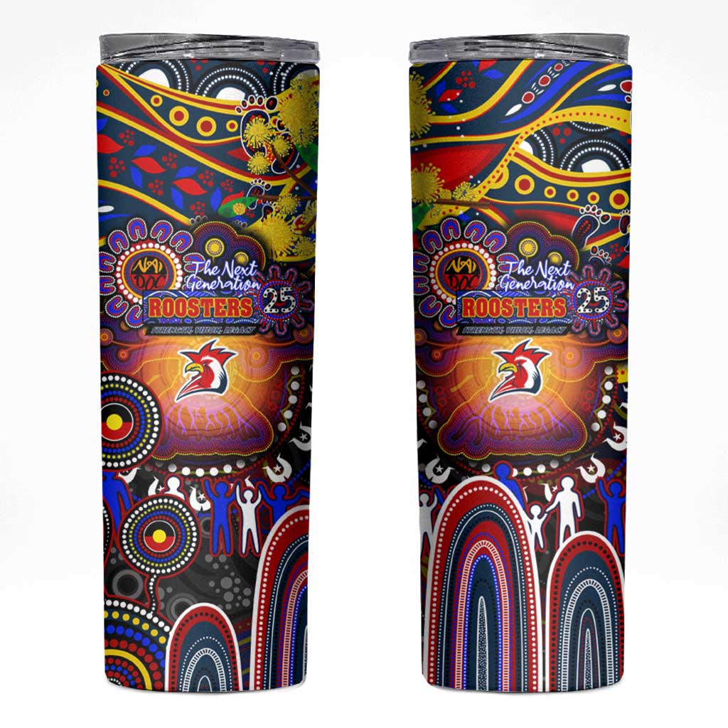 NAIDOC Week 2025 Roosters Football Skinny Tumbler Aboriginal Dot Painting