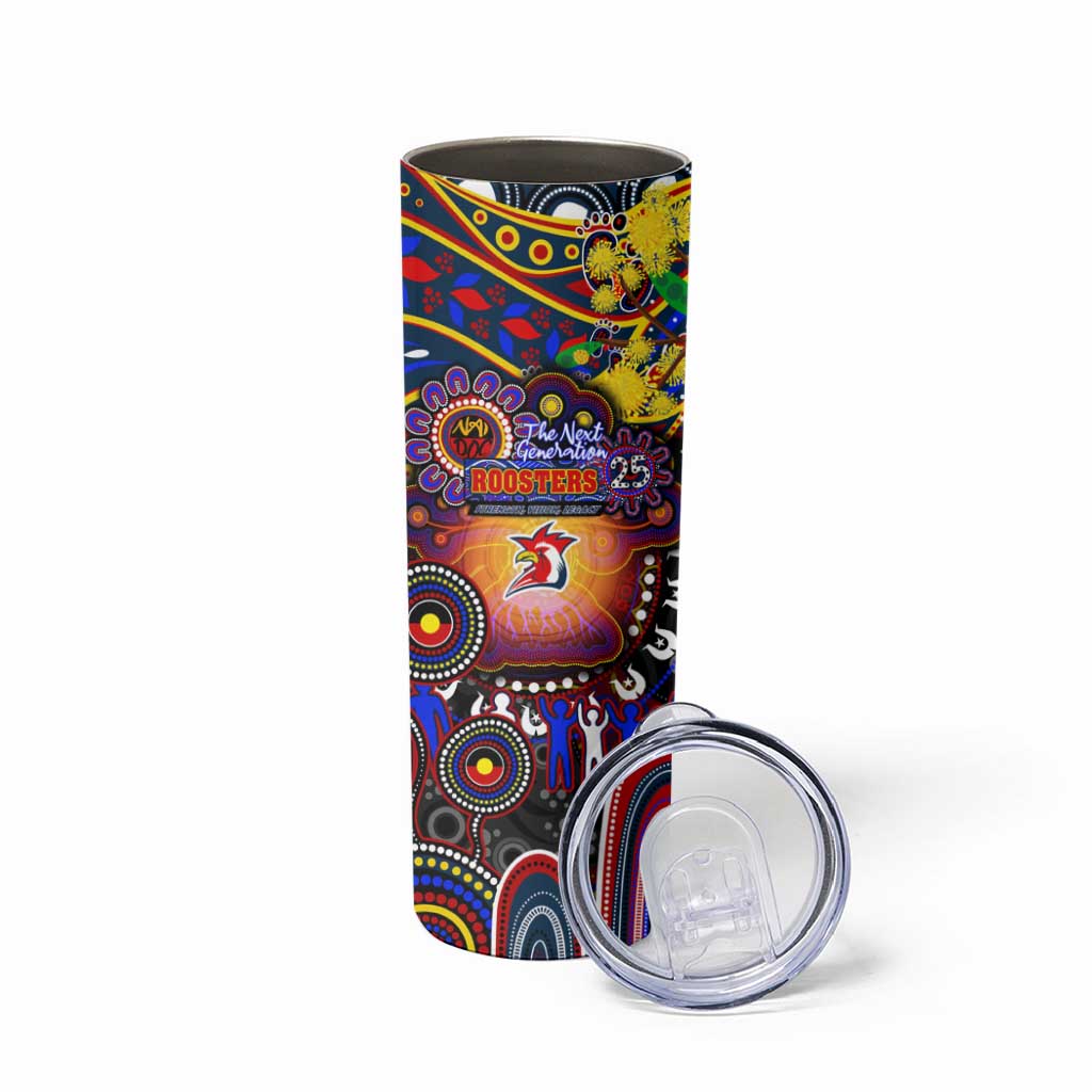 NAIDOC Week 2025 Roosters Football Skinny Tumbler Aboriginal Dot Painting