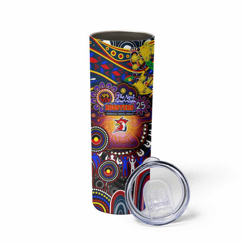 NAIDOC Week 2025 Roosters Football Skinny Tumbler Aboriginal Dot Painting