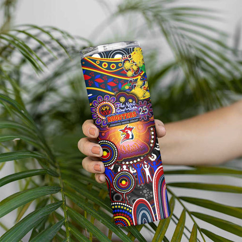 NAIDOC Week 2025 Roosters Football Skinny Tumbler Aboriginal Dot Painting