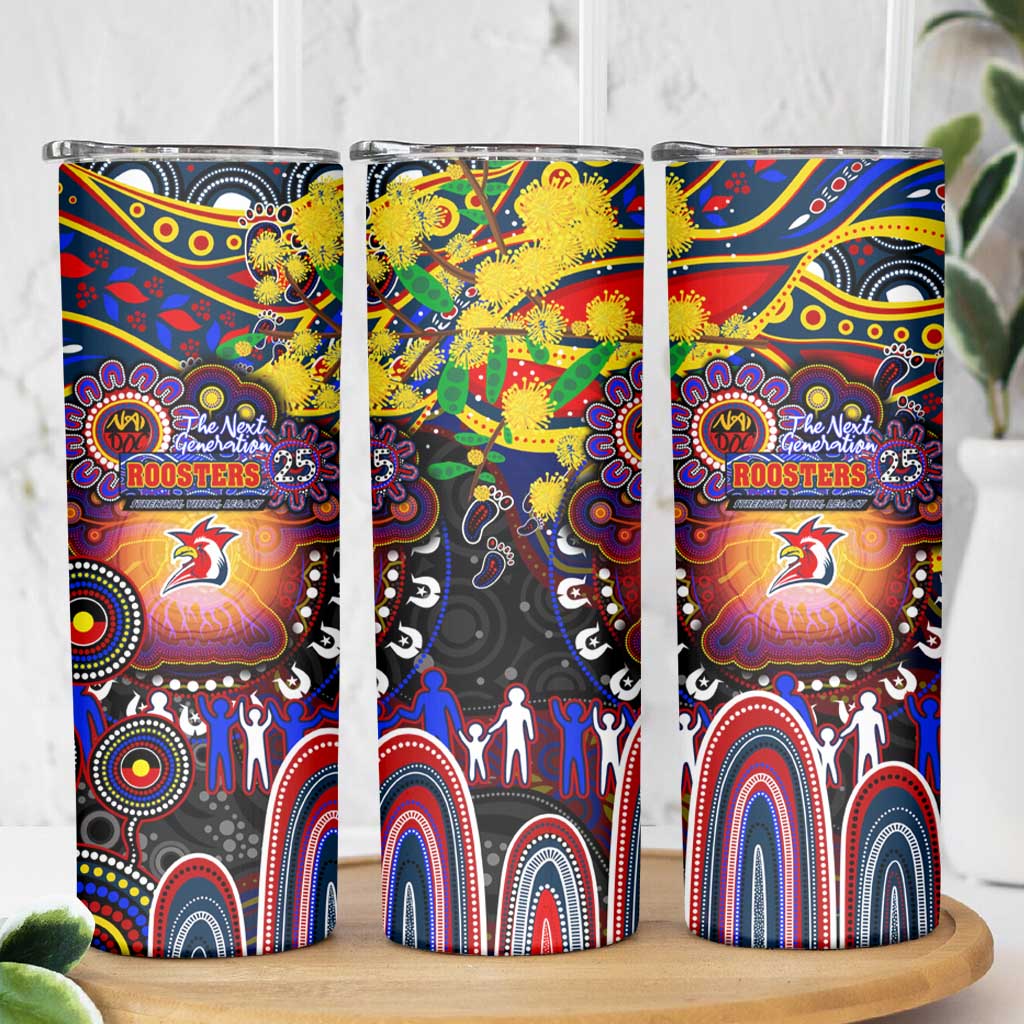 NAIDOC Week 2025 Roosters Football Skinny Tumbler Aboriginal Dot Painting