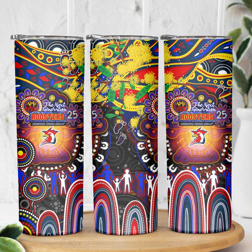 NAIDOC Week 2025 Roosters Football Skinny Tumbler Aboriginal Dot Painting
