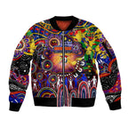 Personalised NAIDOC Week 2025 Roosters Football Sleeve Zip Bomber Jacket Aboriginal Dot Painting