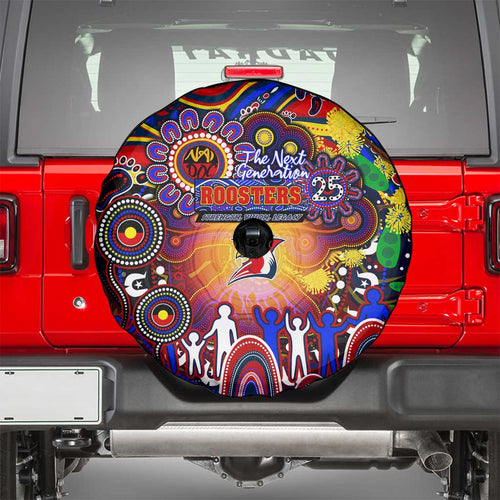 NAIDOC Week 2025 Roosters Football Spare Tire Cover Aboriginal Dot Painting