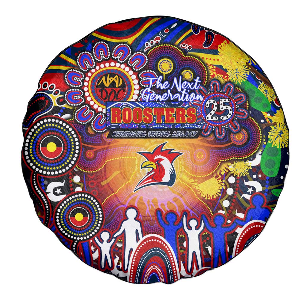 NAIDOC Week 2025 Roosters Football Spare Tire Cover Aboriginal Dot Painting