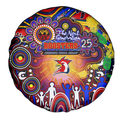 NAIDOC Week 2025 Roosters Football Spare Tire Cover Aboriginal Dot Painting