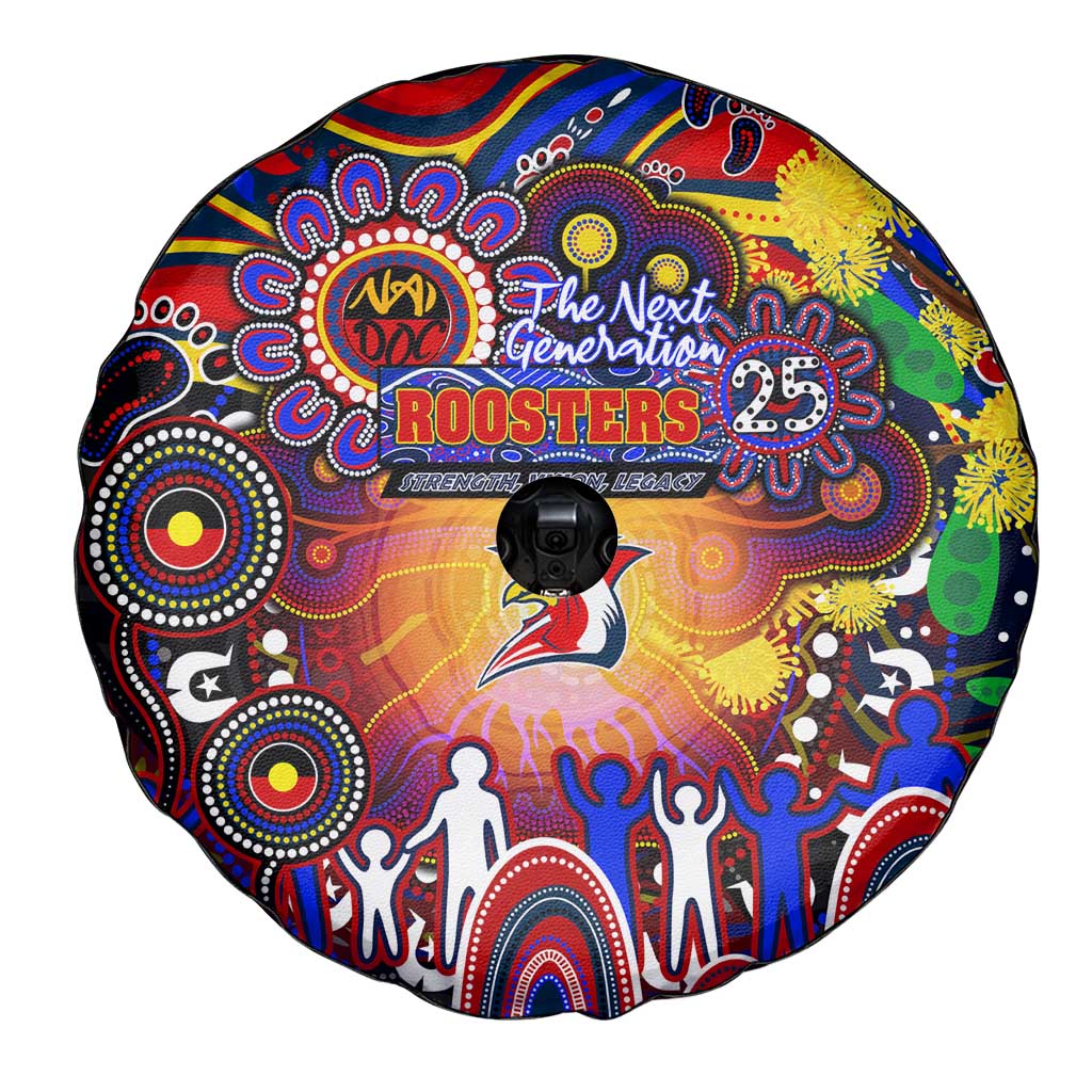 NAIDOC Week 2025 Roosters Football Spare Tire Cover Aboriginal Dot Painting