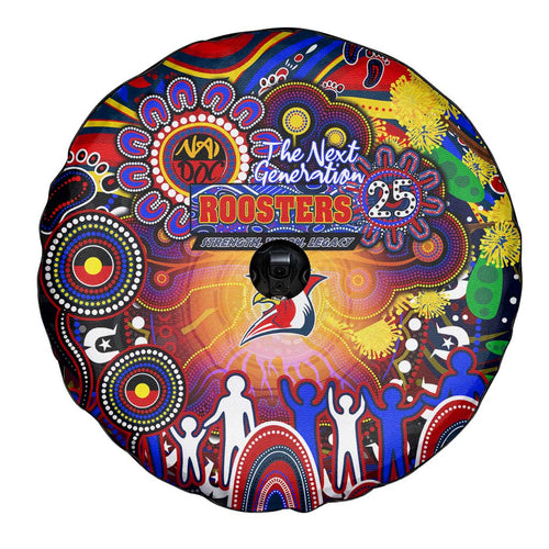 NAIDOC Week 2025 Roosters Football Spare Tire Cover Aboriginal Dot Painting