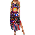 Personalised NAIDOC Week 2025 Roosters Football Summer Maxi Dress Aboriginal Dot Painting