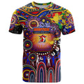 Personalised NAIDOC Week 2025 Roosters Football T Shirt Aboriginal Dot Painting
