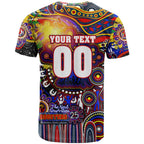 Personalised NAIDOC Week 2025 Roosters Football T Shirt Aboriginal Dot Painting