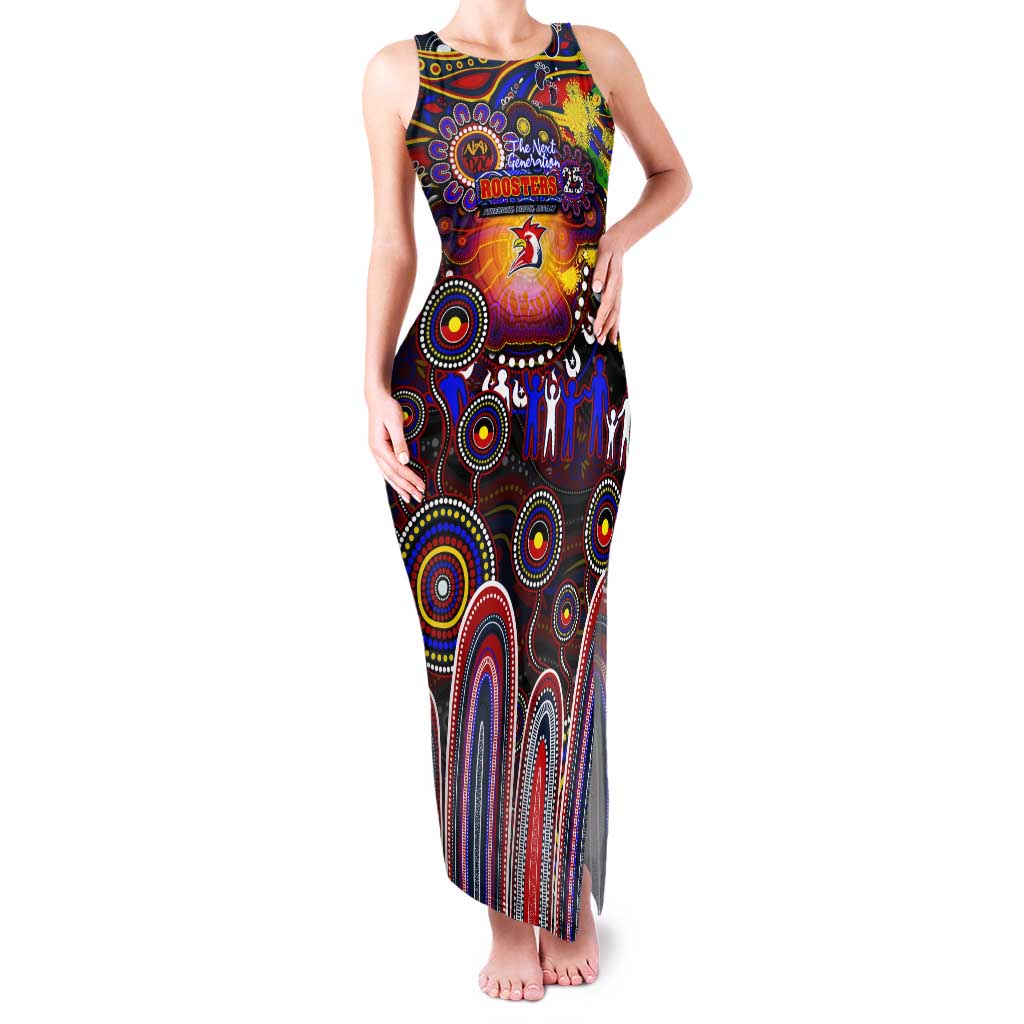 Personalised NAIDOC Week 2025 Roosters Football Tank Maxi Dress Aboriginal Dot Painting
