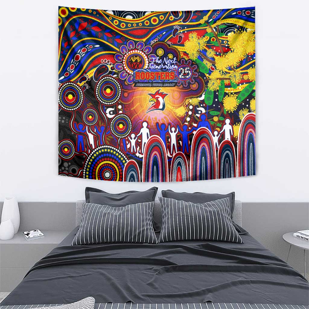 NAIDOC Week 2025 Roosters Football Tapestry Aboriginal Dot Painting