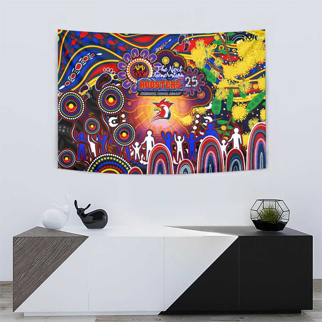 NAIDOC Week 2025 Roosters Football Tapestry Aboriginal Dot Painting