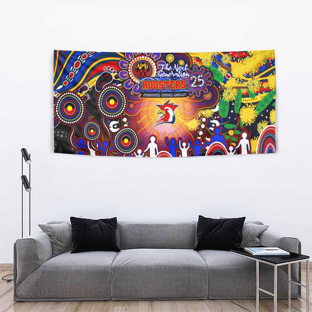 NAIDOC Week 2025 Roosters Football Tapestry Aboriginal Dot Painting