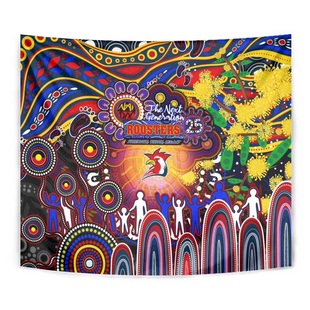 NAIDOC Week 2025 Roosters Football Tapestry Aboriginal Dot Painting