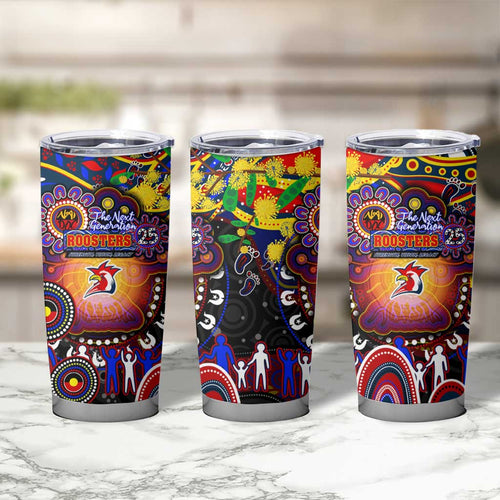 NAIDOC Week 2025 Roosters Football Tumbler Cup Aboriginal Dot Painting