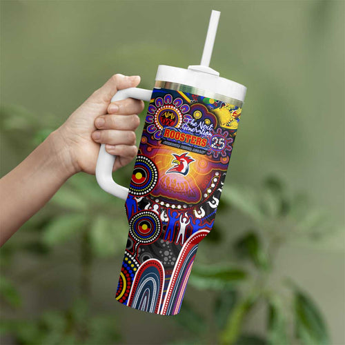 NAIDOC Week 2025 Roosters Football Tumbler With Handle Aboriginal Dot Painting