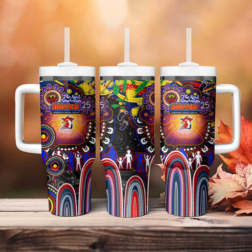 NAIDOC Week 2025 Roosters Football Tumbler With Handle Aboriginal Dot Painting