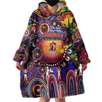 Personalised NAIDOC Week 2025 Roosters Football Wearable Blanket Hoodie Aboriginal Dot Painting