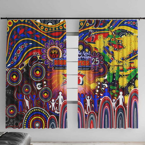NAIDOC Week 2025 Roosters Football Window Curtain Aboriginal Dot Painting