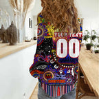 Personalised NAIDOC Week 2025 Roosters Football Women Casual Shirt Aboriginal Dot Painting