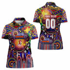 Personalised NAIDOC Week 2025 Roosters Football Women Polo Shirt Aboriginal Dot Painting