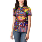 Personalised NAIDOC Week 2025 Roosters Football Women Polo Shirt Aboriginal Dot Painting