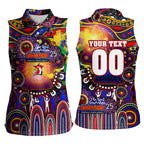 Personalised NAIDOC Week 2025 Roosters Football Women Sleeveless Polo Shirt Aboriginal Dot Painting