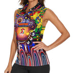 Personalised NAIDOC Week 2025 Roosters Football Women Sleeveless Polo Shirt Aboriginal Dot Painting