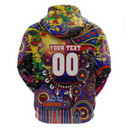 Personalised NAIDOC Week 2025 Roosters Football Zip Hoodie Aboriginal Dot Painting