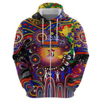 Personalised NAIDOC Week 2025 Roosters Football Zip Hoodie Aboriginal Dot Painting
