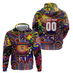 Personalised NAIDOC Week 2025 Roosters Football Zip Hoodie Aboriginal Dot Painting
