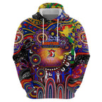 Personalised NAIDOC Week 2025 Roosters Football Zip Hoodie Aboriginal Dot Painting